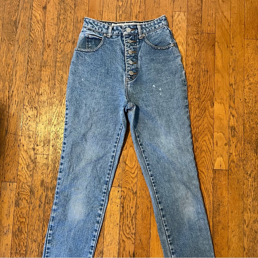 Blue High Rise Straight Leg Jeans